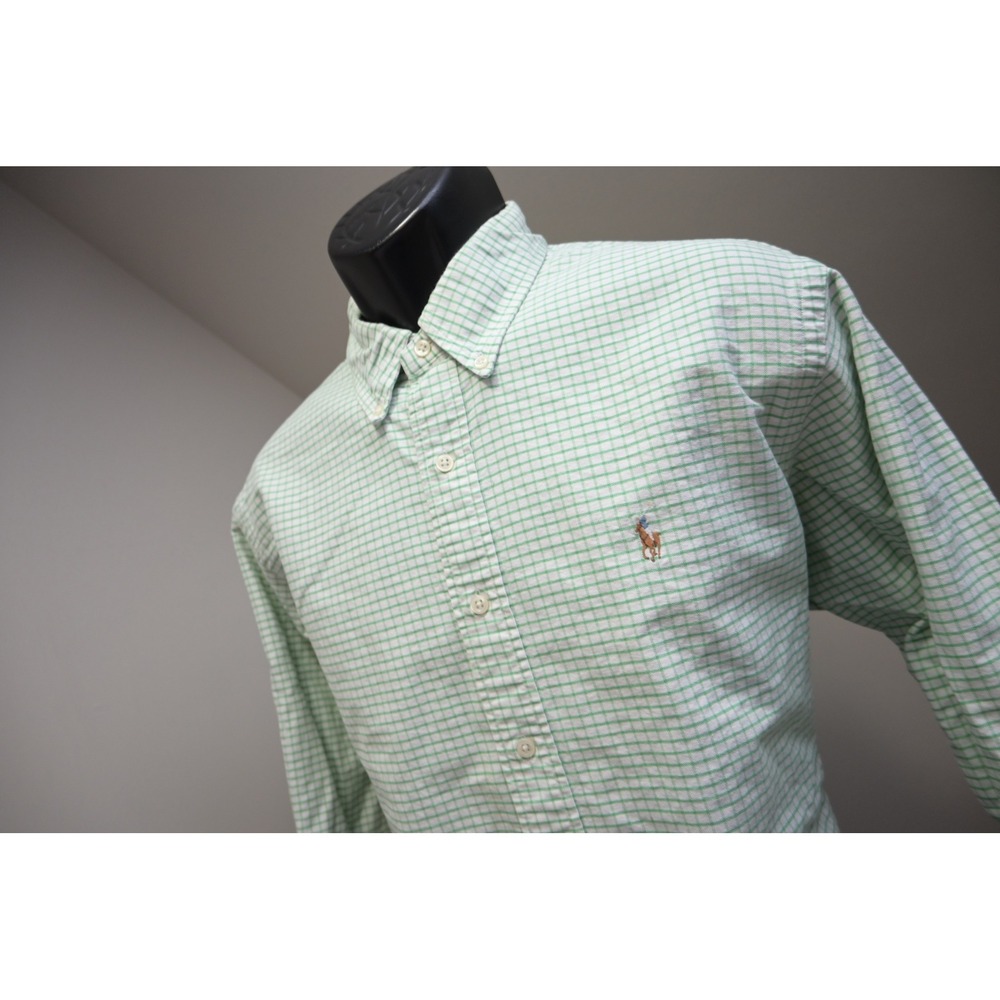 Polo Ralph Lauren Button Down Dress Shirt Mens XL Green Plaid Custom Fit EUC